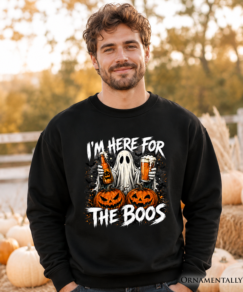 I'm Here for the Boos Ghost Sweatshirt, Funny Halloween Beer Pumpkin Sweater - Grazingbelles