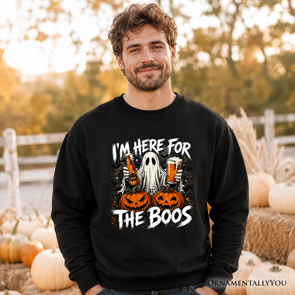 I'm Here for the Boos Ghost Sweatshirt, Funny Halloween Beer Pumpkin Sweater - Grazingbelles