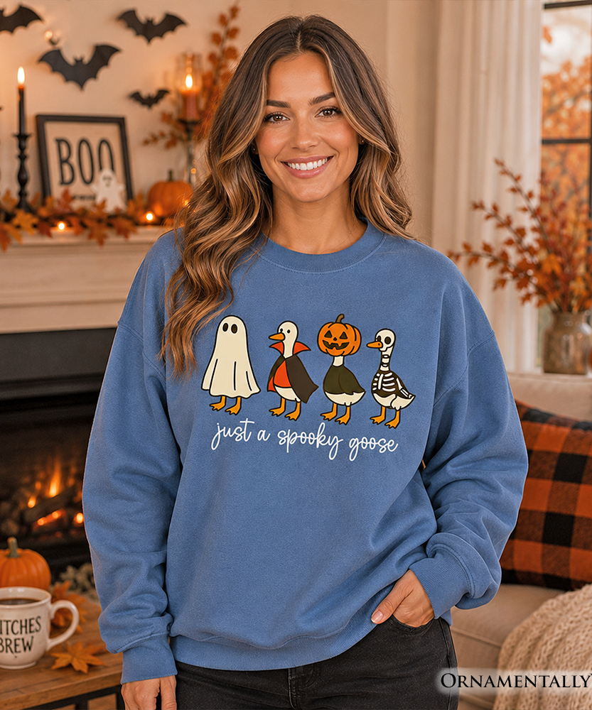 Just a Spooky Goose Sweatshirt, Funny Halloween Costumes Sweater - Grazingbelles