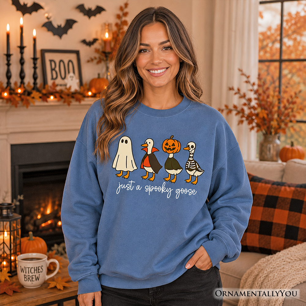 Just a Spooky Goose Sweatshirt, Funny Halloween Costumes Sweater - Grazingbelles