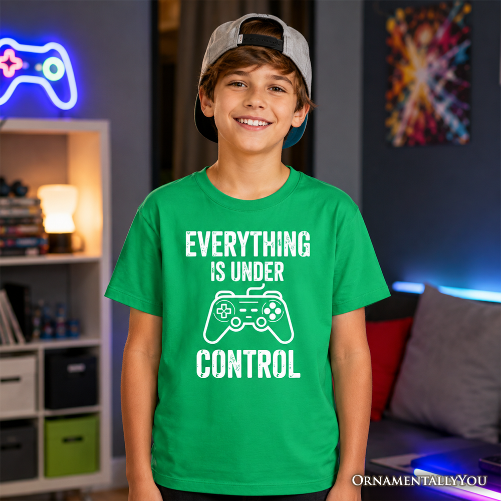 Kids Everything Is Under Control Gamer T-Shirt, Funny Youth Video Game Controller Tee - Grazingbelles