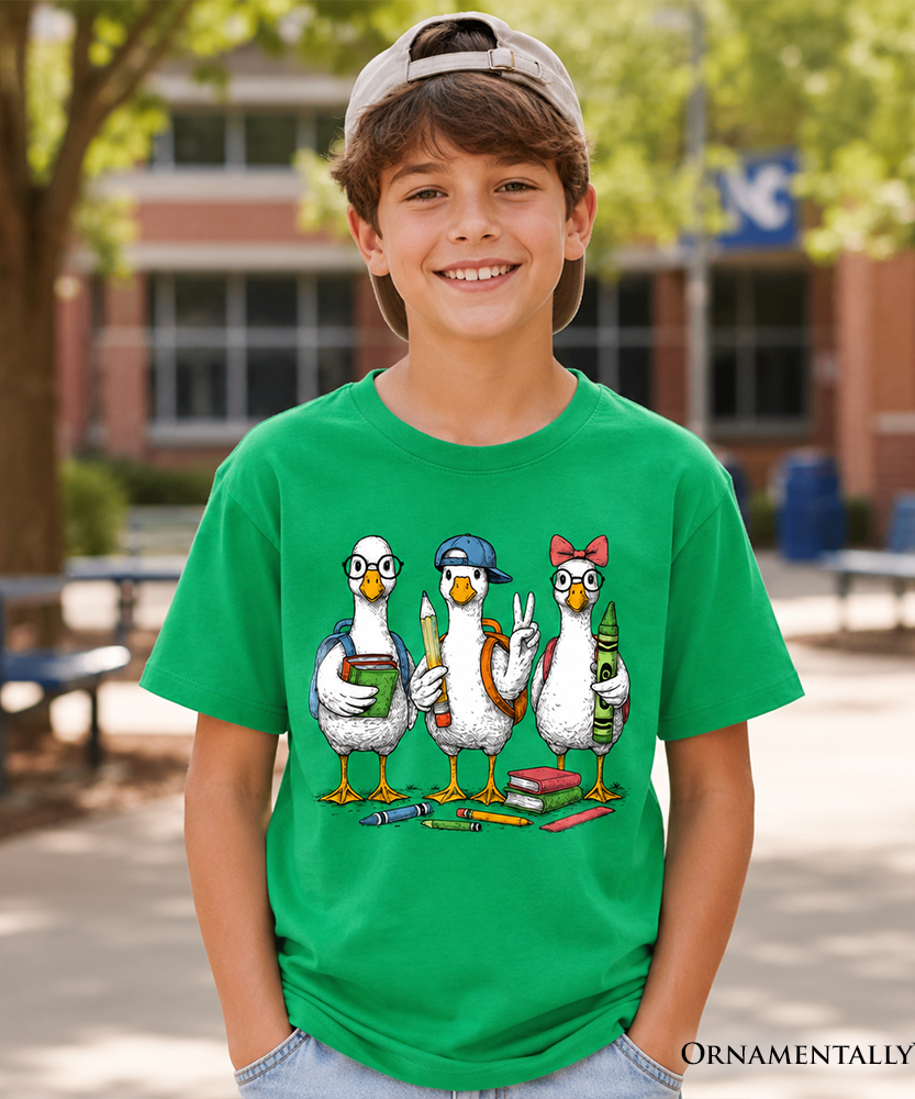 Kids Goose Back to School T-Shirt, Cute Youth Student Classroom Tee - Grazingbelles
