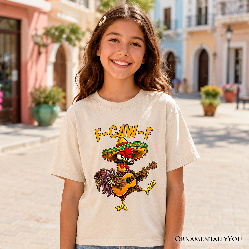 Kids F-CAW-F Rooster Cinco De Mayo T-Shirt, Funny Mexican Youth Tee - Grazingbelles