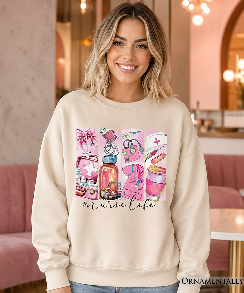 Nurse Life Sweatshirt, Medical Essentials Sweater for Coquette Nurses - Grazingbelles
