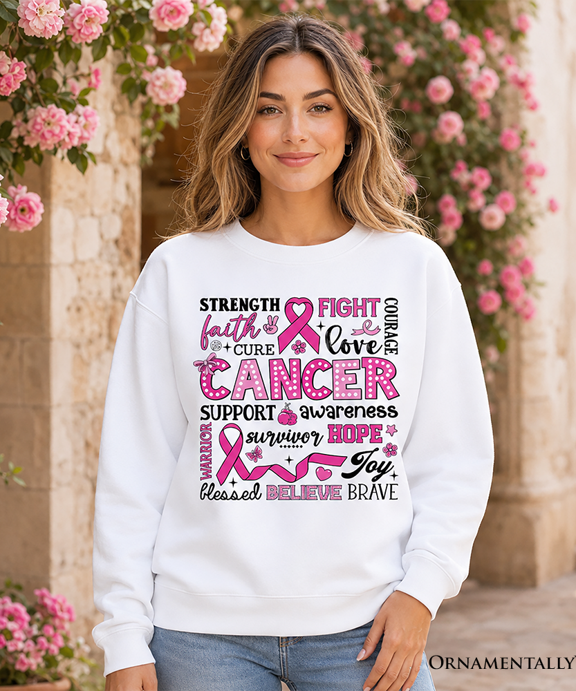 Breast Cancer Awareness Ribbon Sweatshirt, In October We Wear Pink Support Sweater