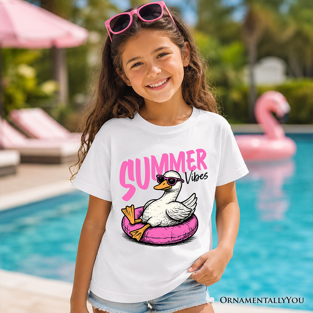 Kids Summer Vibes Goose T-Shirt, Funny Beach Vacation Youth Tee - Grazingbelles