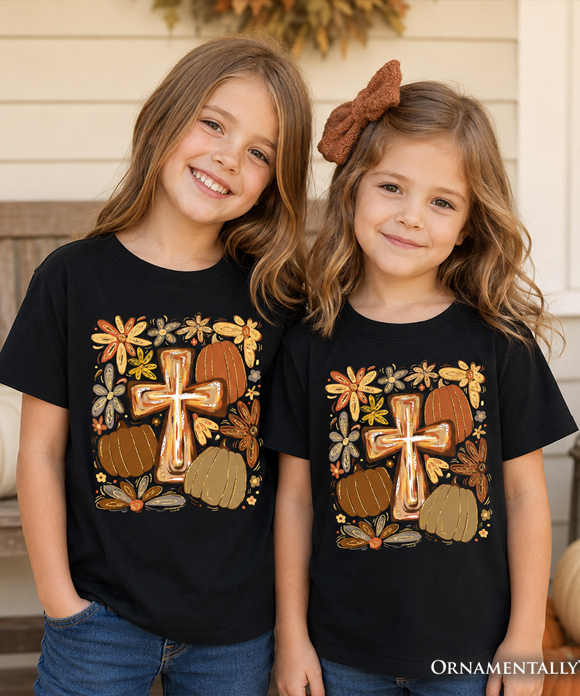 Kids Fall Blessings T-Shirt, Autumn Christian Faith Tee for Youth - Grazingbelles
