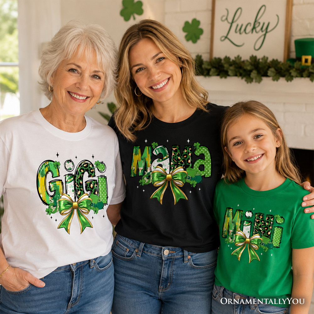 Kids Mini Clover Bow St Patrick's Day T-Shirt, Coquette Lucky Shamrock Clover Tee for Youth - Grazingbelles