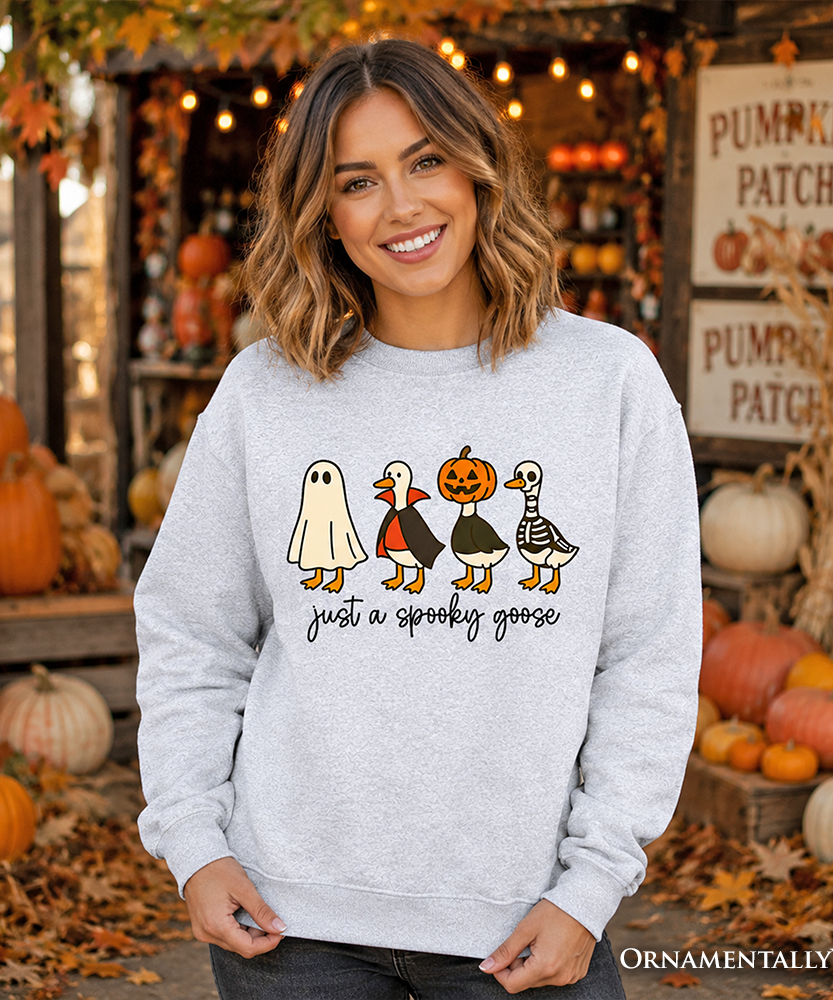Just a Spooky Goose Sweatshirt, Funny Halloween Costumes Sweater - Grazingbelles
