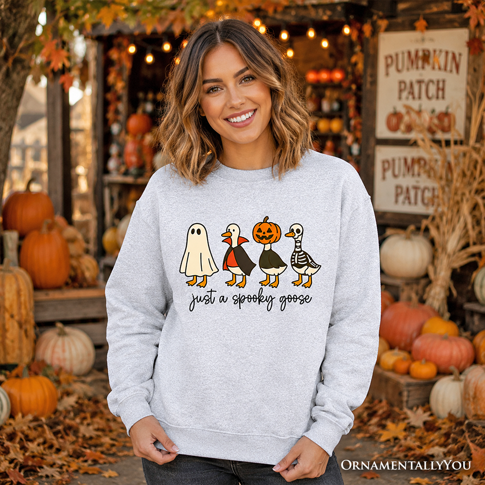 Just a Spooky Goose Sweatshirt, Funny Halloween Costumes Sweater - Grazingbelles