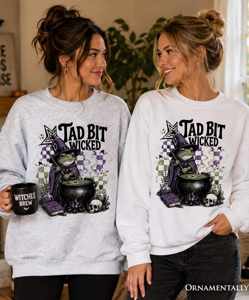 Tad Bit Wicked Frog Witch Sweatshirt, Spooky Halloween Cauldron Sweater - Grazingbelles