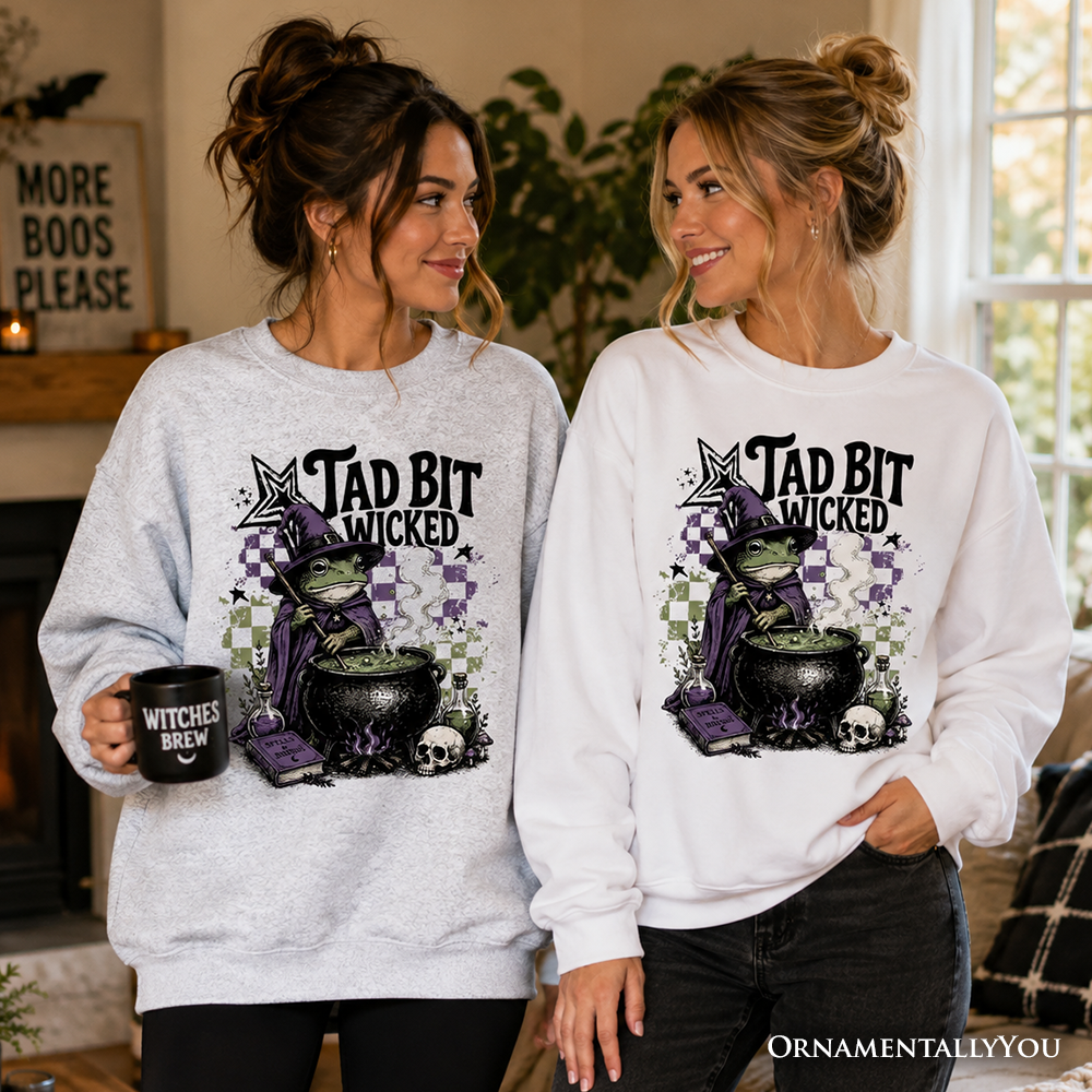 Tad Bit Wicked Frog Witch Sweatshirt, Spooky Halloween Cauldron Sweater - Grazingbelles
