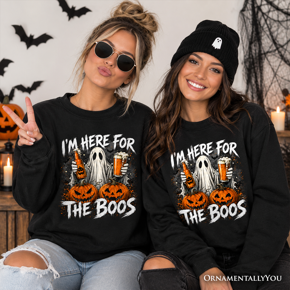 I'm Here for the Boos Ghost Sweatshirt, Funny Halloween Beer Pumpkin Sweater - Grazingbelles