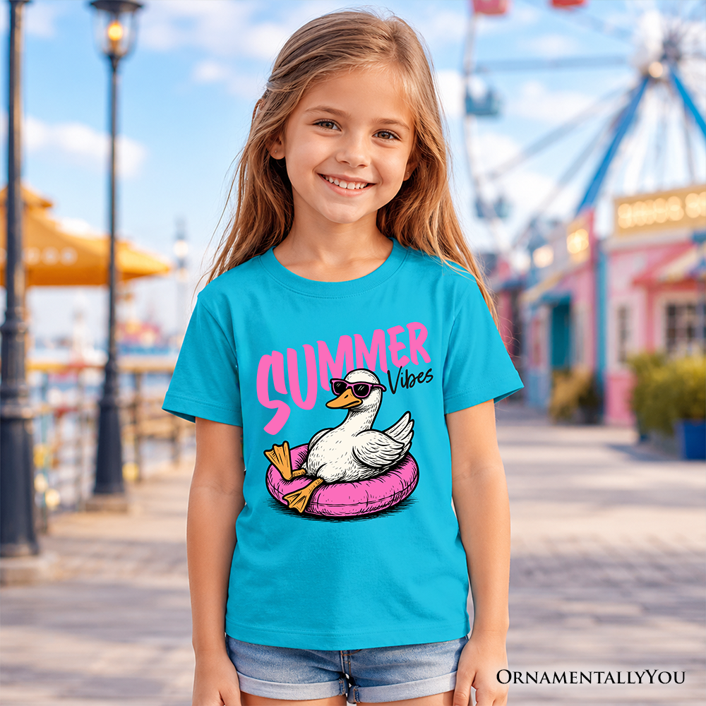 Kids Summer Vibes Goose T-Shirt, Funny Beach Vacation Youth Tee - Grazingbelles