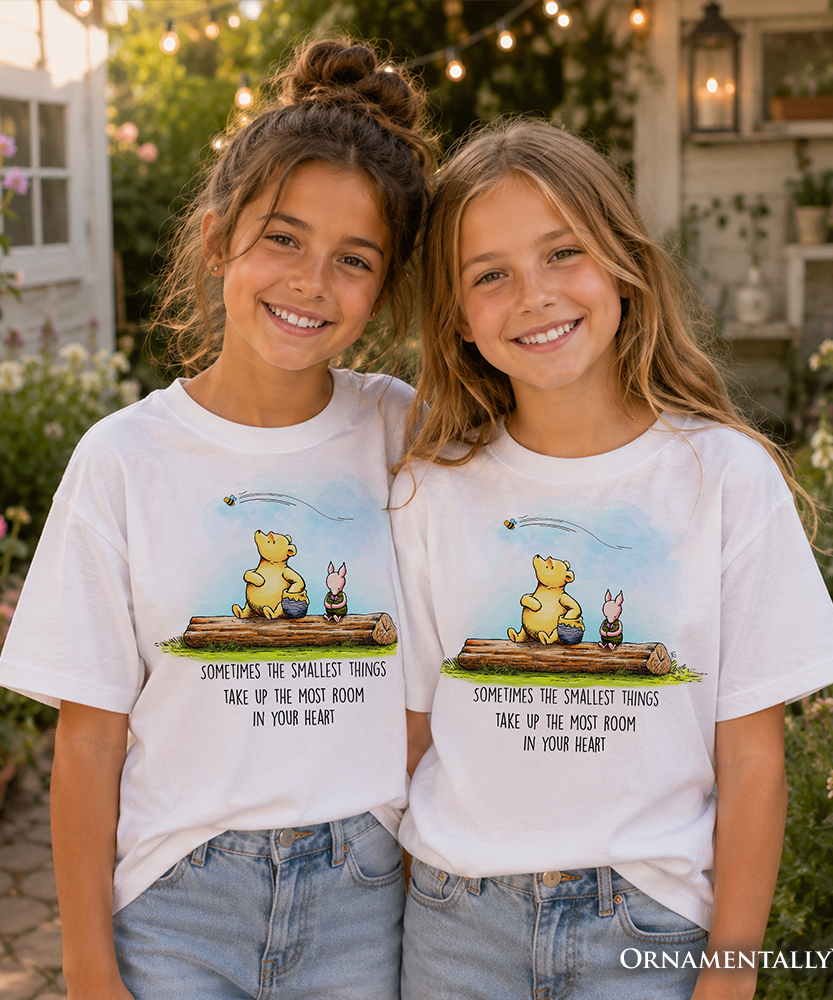 Kids Heartwarming Winnie-the-Pooh Quote T-Shirt, 1926 A.A. Milne Small Things Friendly Tee for Youth