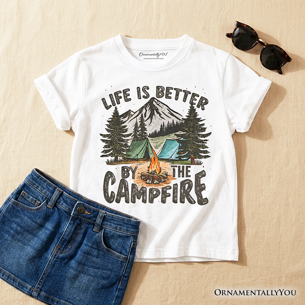 Kids Life Is Better by the Campfire T-Shirt, Outdoors Camping Youth Tee - Grazingbelles
