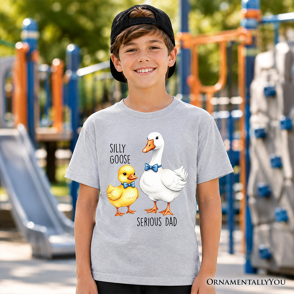 Kids Silly Goose Serious Dad Tie T-Shirt, Cute Duo Youth Tee - Grazingbelles
