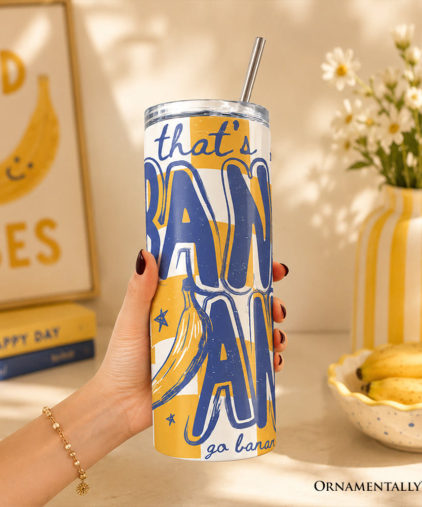That's Bananas Summer 20oz Personalized Tumbler With Lid and Stainless Steel Straw, Funny Tropical Fruit Gift Cup