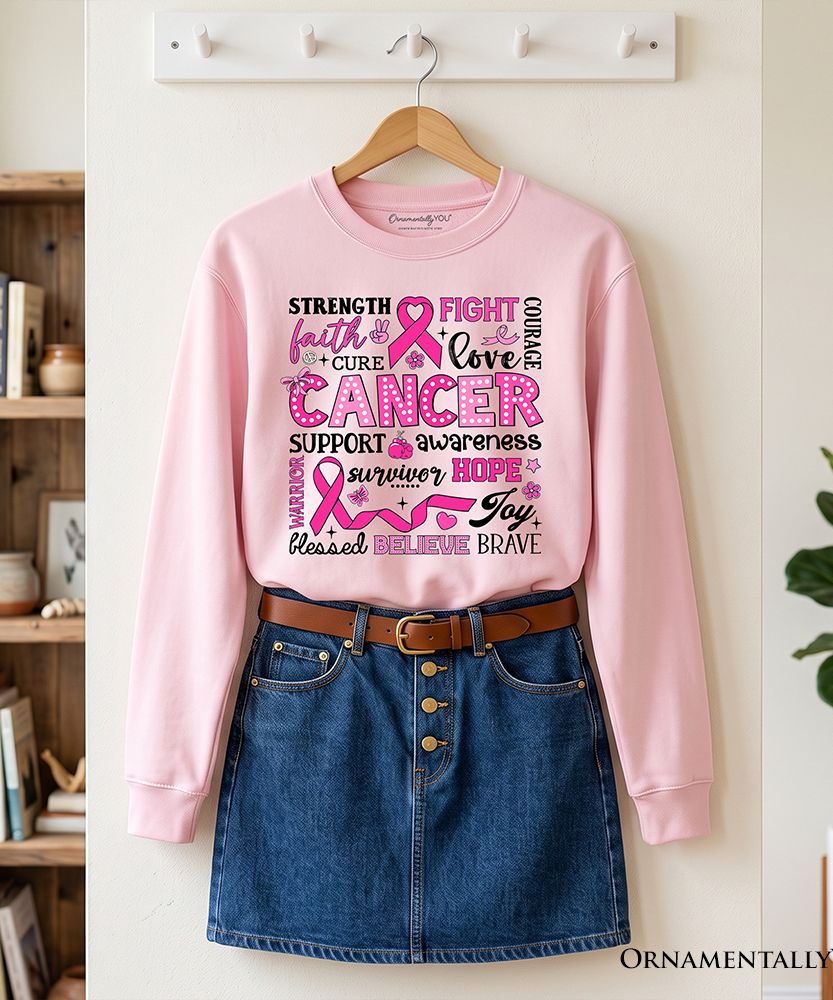 Breast Cancer Awareness Ribbon Sweatshirt, In October We Wear Pink Support Sweater