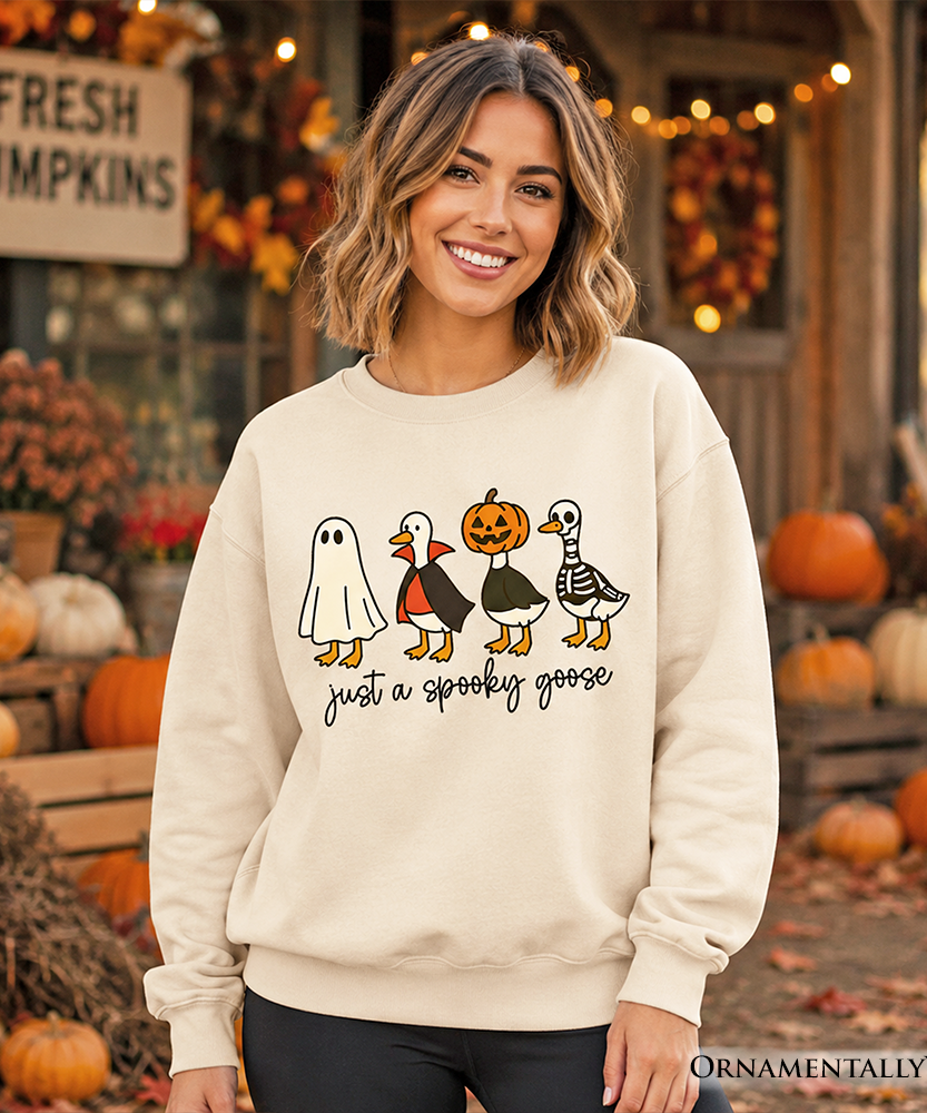 Just a Spooky Goose Sweatshirt, Funny Halloween Costumes Sweater - Grazingbelles