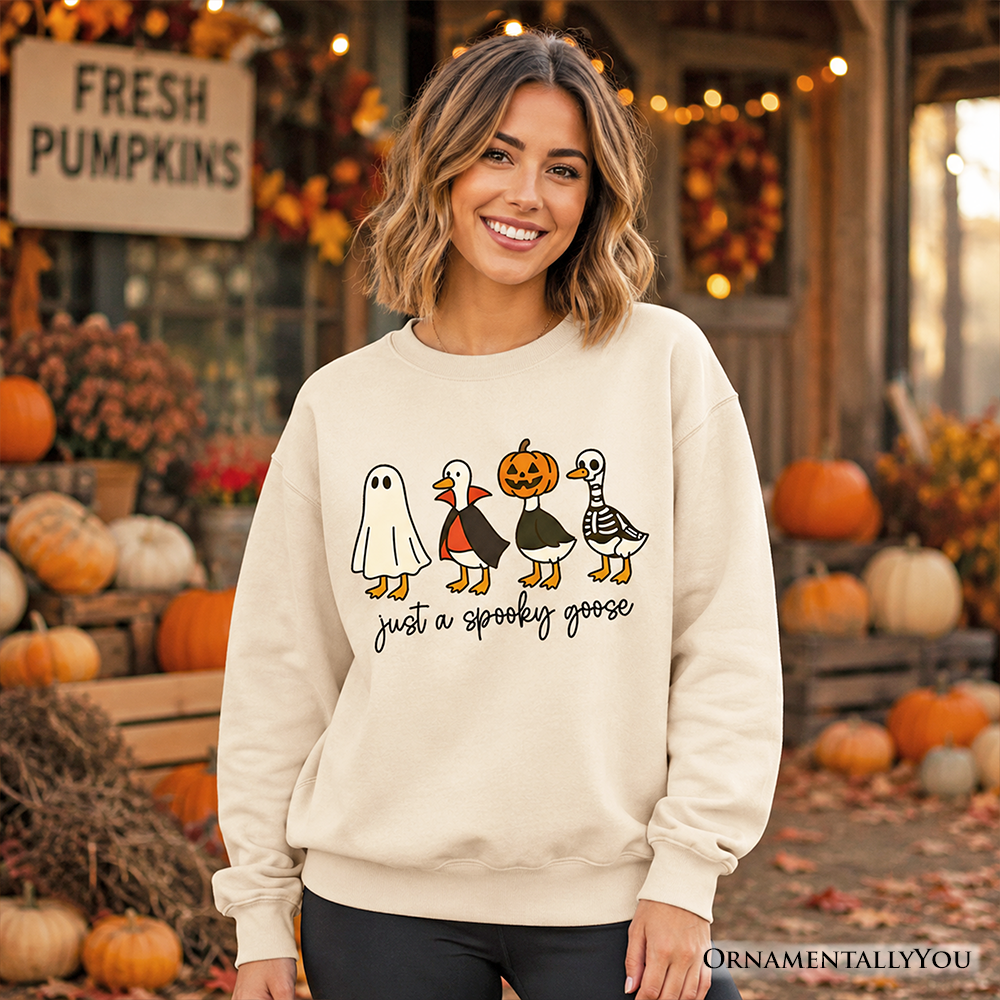 Just a Spooky Goose Sweatshirt, Funny Halloween Costumes Sweater - Grazingbelles