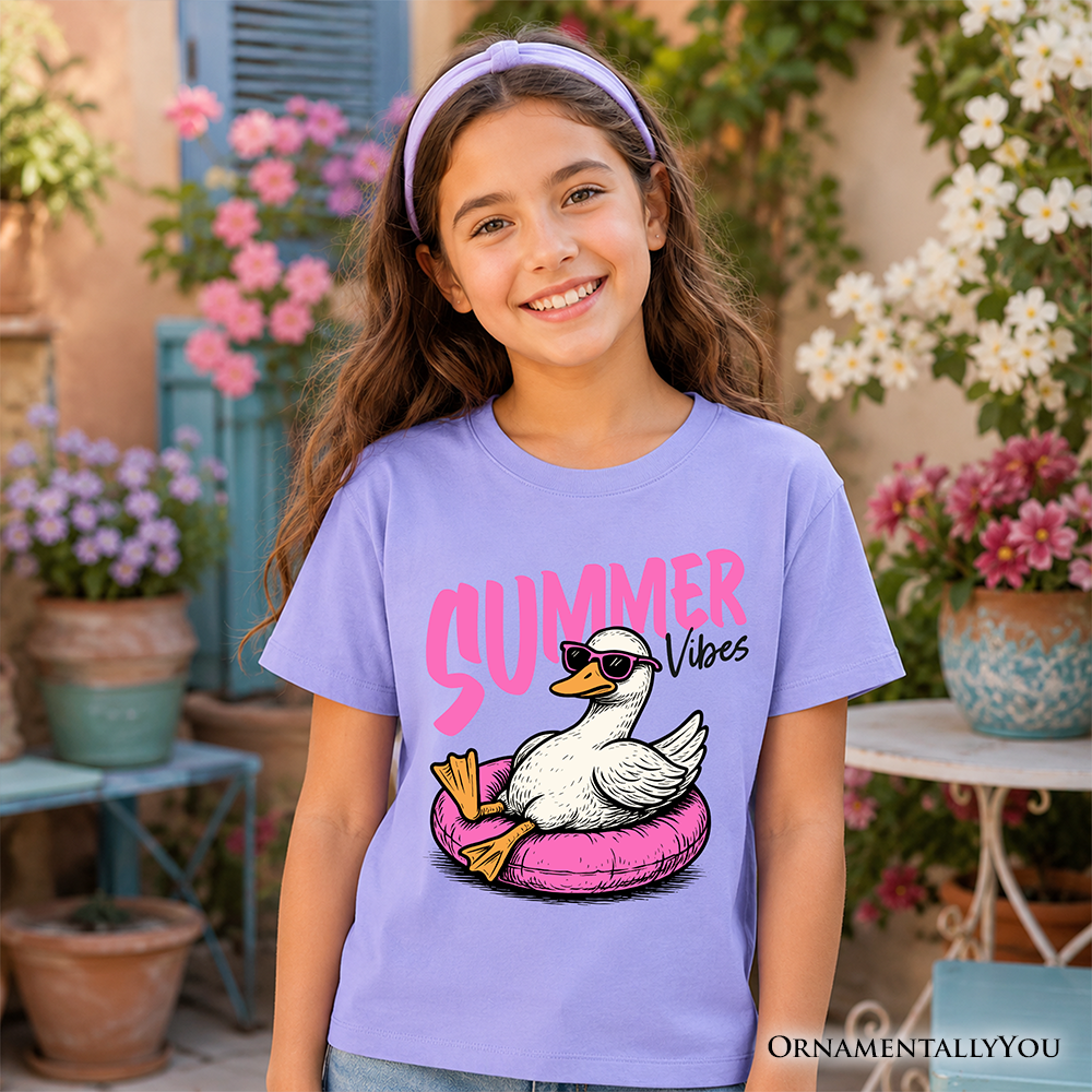 Kids Summer Vibes Goose T-Shirt, Funny Beach Vacation Youth Tee - Grazingbelles