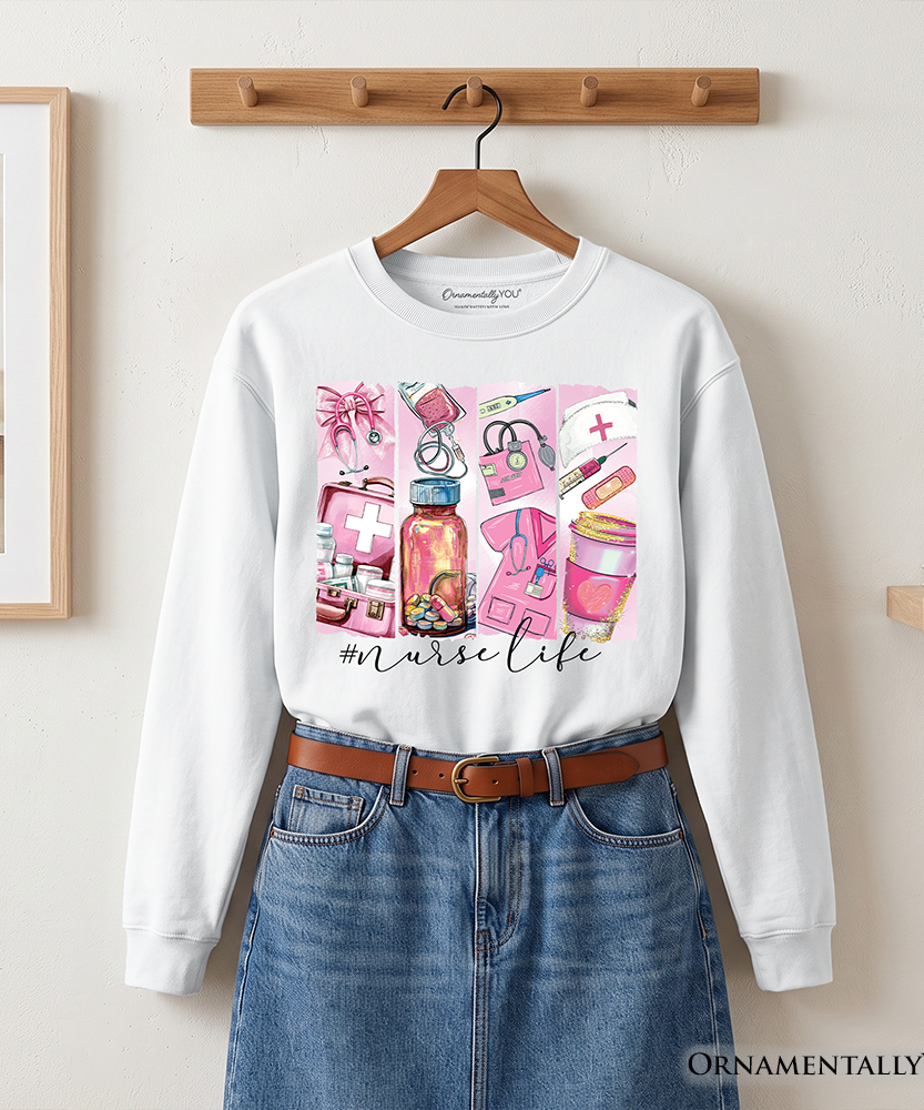 Nurse Life Sweatshirt, Medical Essentials Sweater for Coquette Nurses - Grazingbelles