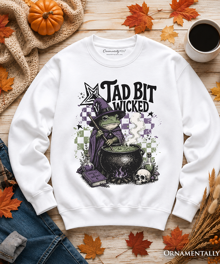 Tad Bit Wicked Frog Witch Sweatshirt, Spooky Halloween Cauldron Sweater - Grazingbelles