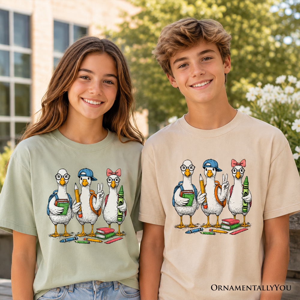 Kids Goose Back to School T-Shirt, Cute Youth Student Classroom Tee - Grazingbelles
