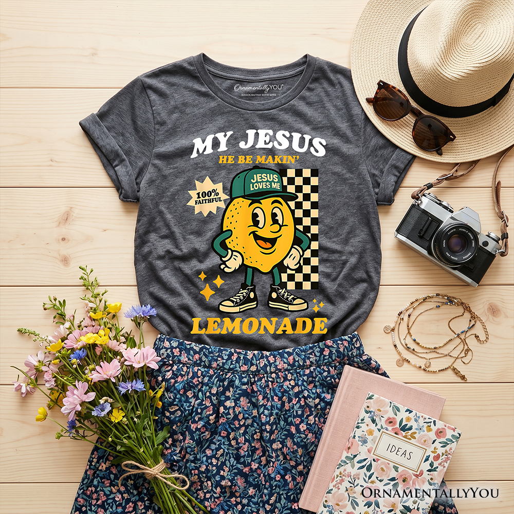 Kids Life Gave Me Lemons Jesus Lemonade T-Shirt, Funny Youth Christian Faith Retro Tee