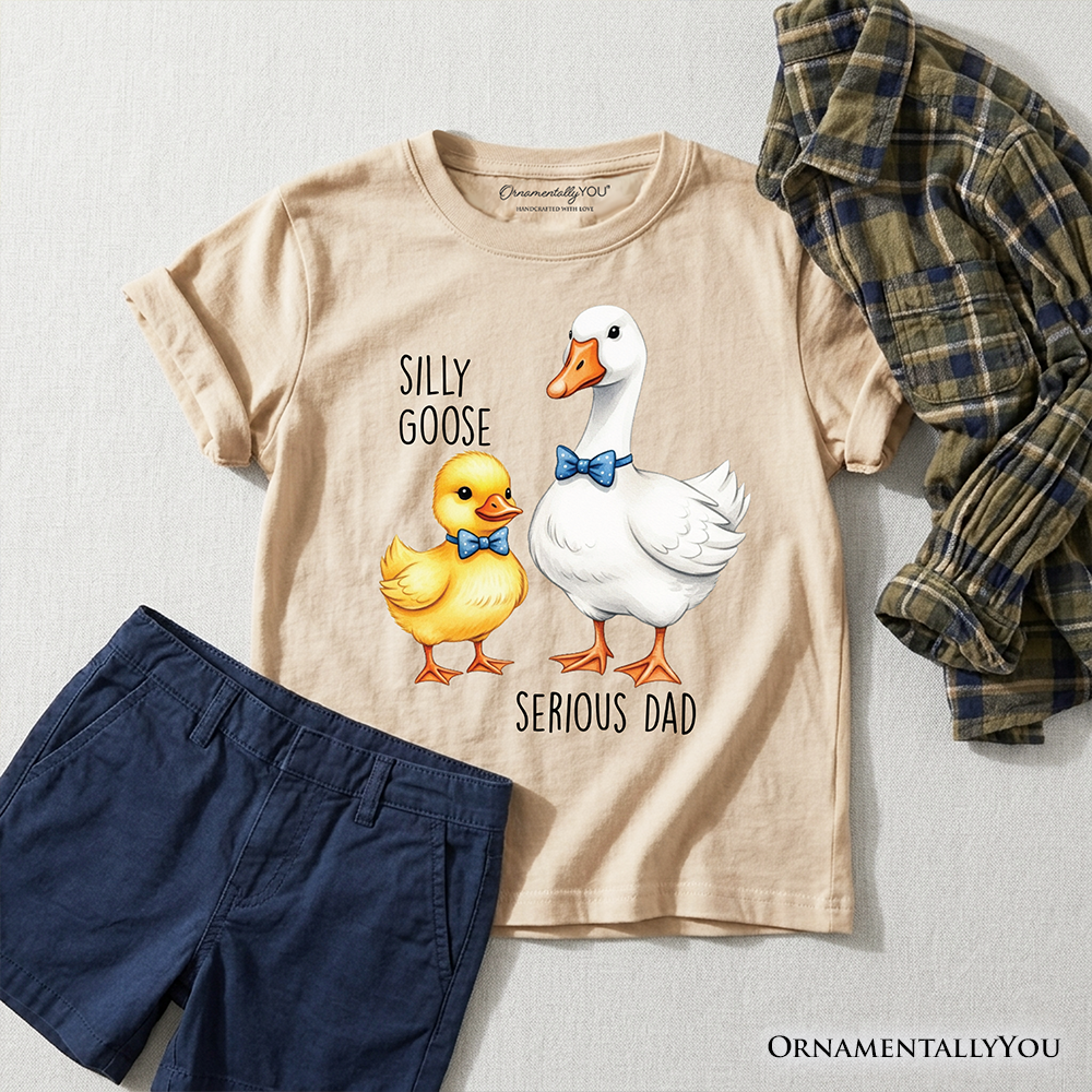 Kids Silly Goose Serious Dad Tie T-Shirt, Cute Duo Youth Tee - Grazingbelles