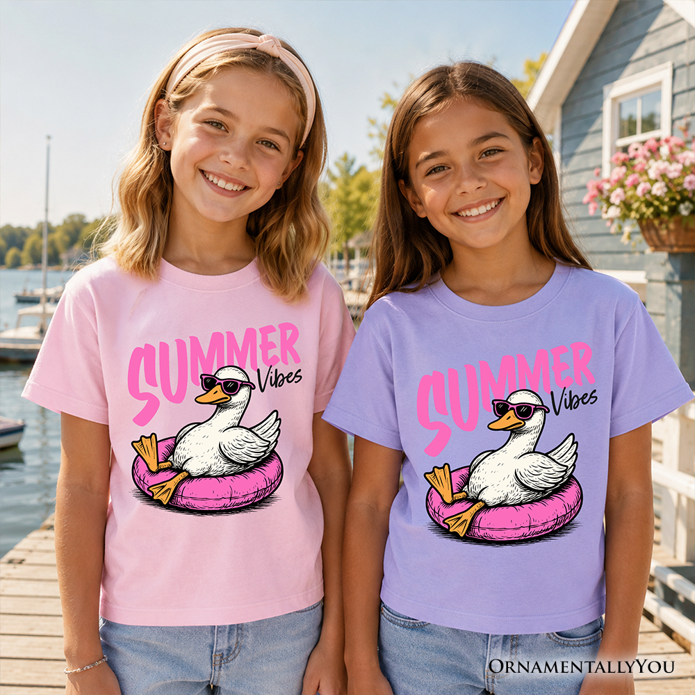Kids Summer Vibes Goose T-Shirt, Funny Beach Vacation Youth Tee - Grazingbelles