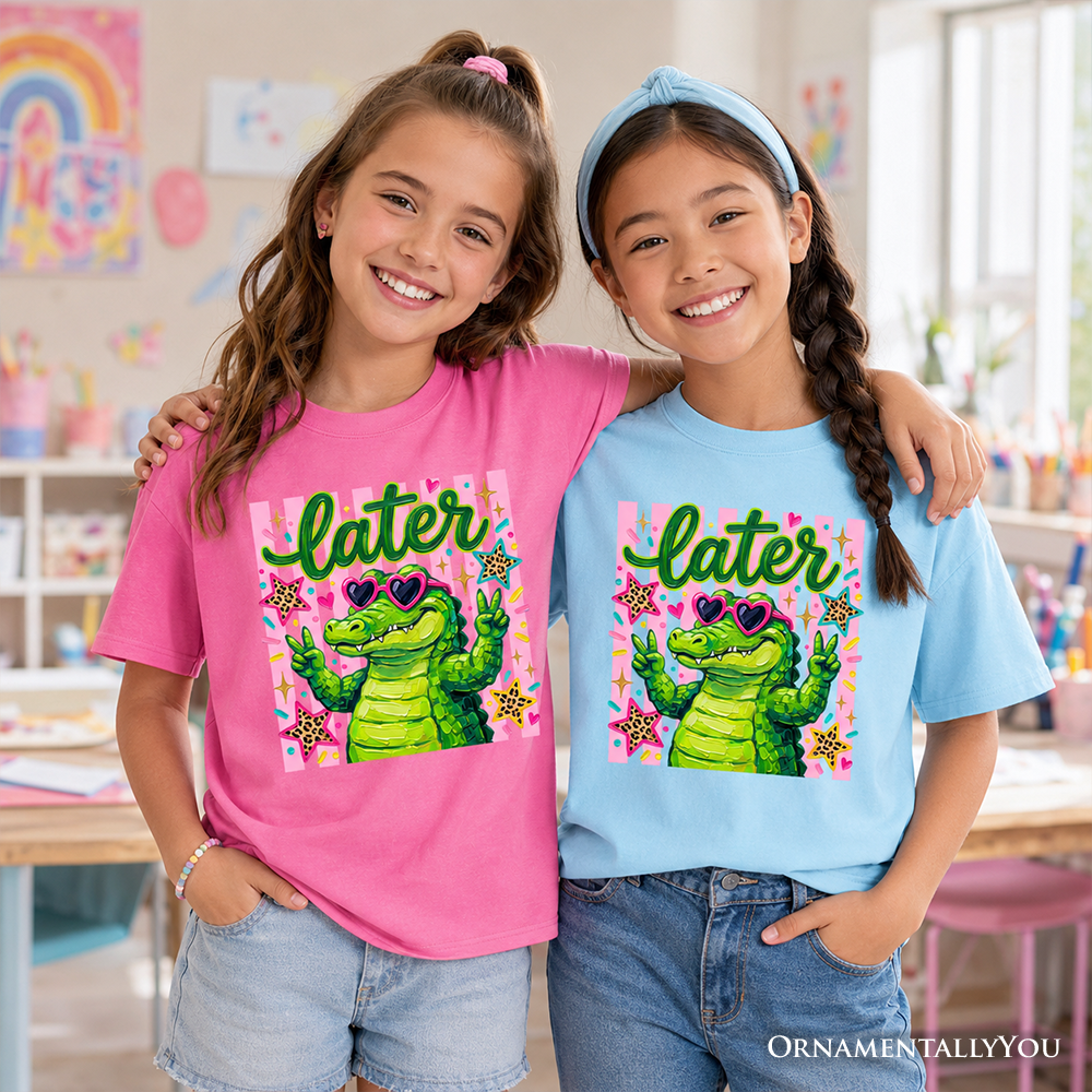 Later Alligator Kids T-Shirt, Funny Coquette Animal Tee for Youth Girls - Grazingbelles
