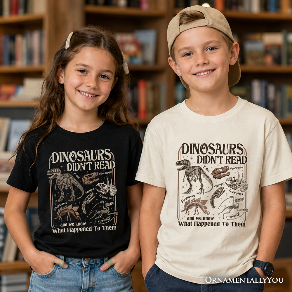 Kids Dinosaurs Didn't Read T-Shirt, Funny Youth Tee for Book Lovers - Grazingbelles
