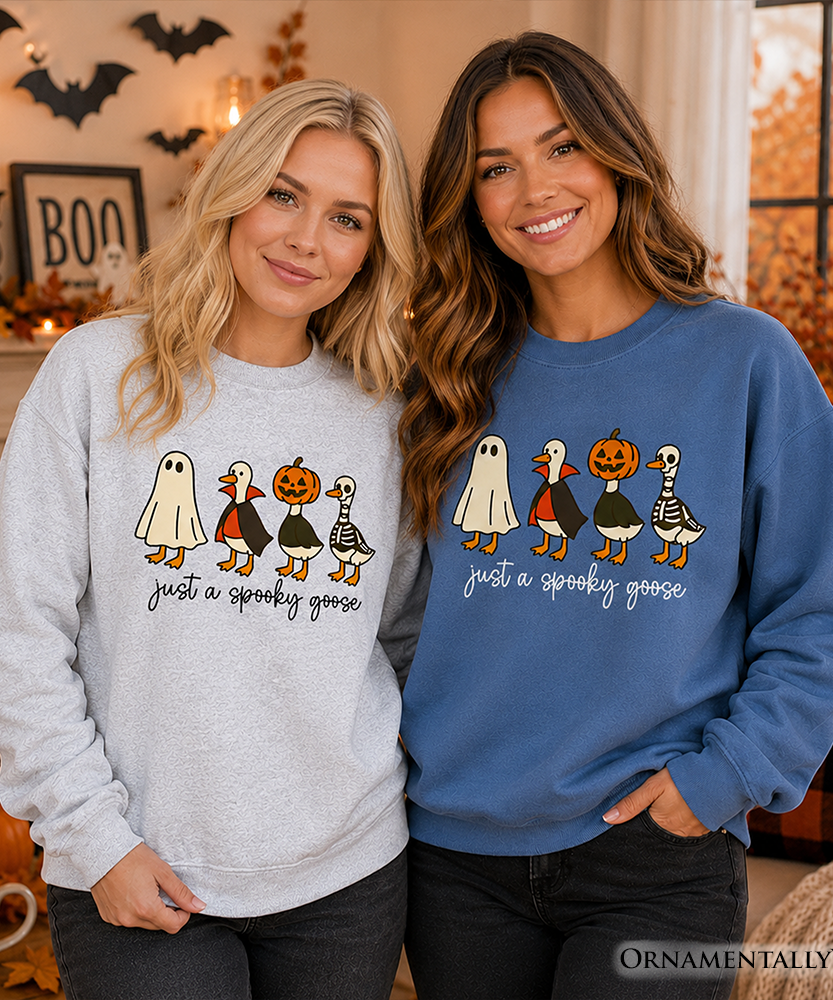 Just a Spooky Goose Sweatshirt, Funny Halloween Costumes Sweater - Grazingbelles