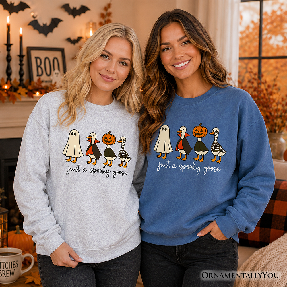 Just a Spooky Goose Sweatshirt, Funny Halloween Costumes Sweater - Grazingbelles