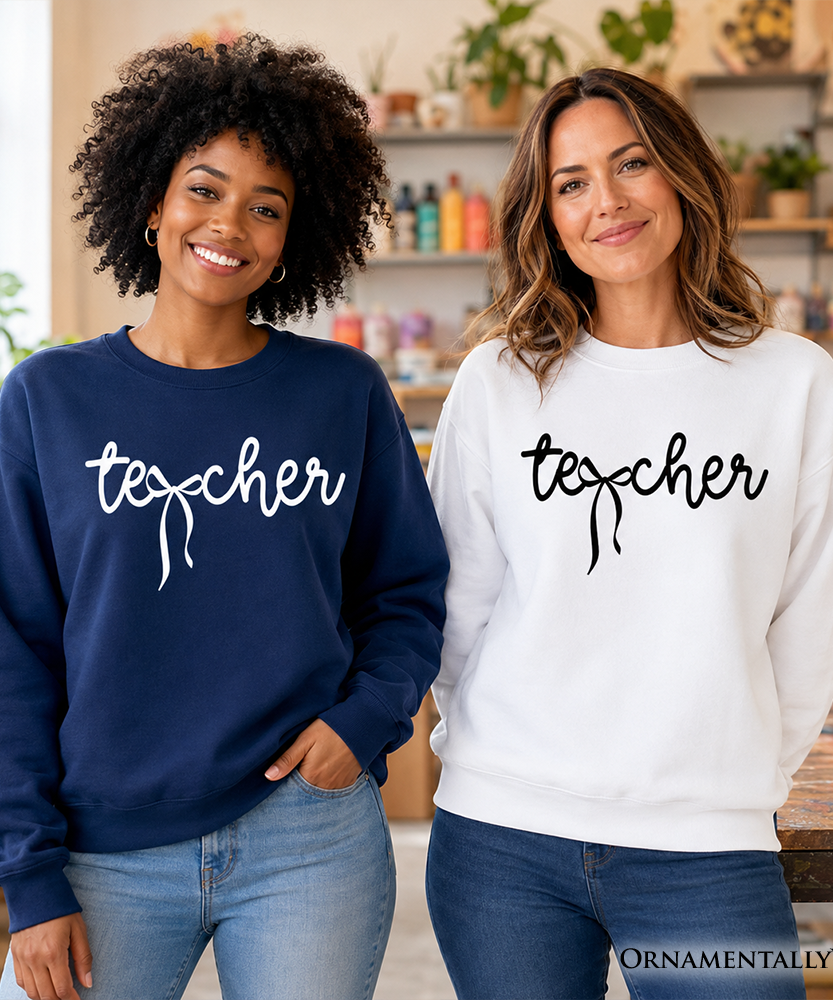 Teacher Coquette Bow Sweatshirt, Minimalist Back to School Sweater