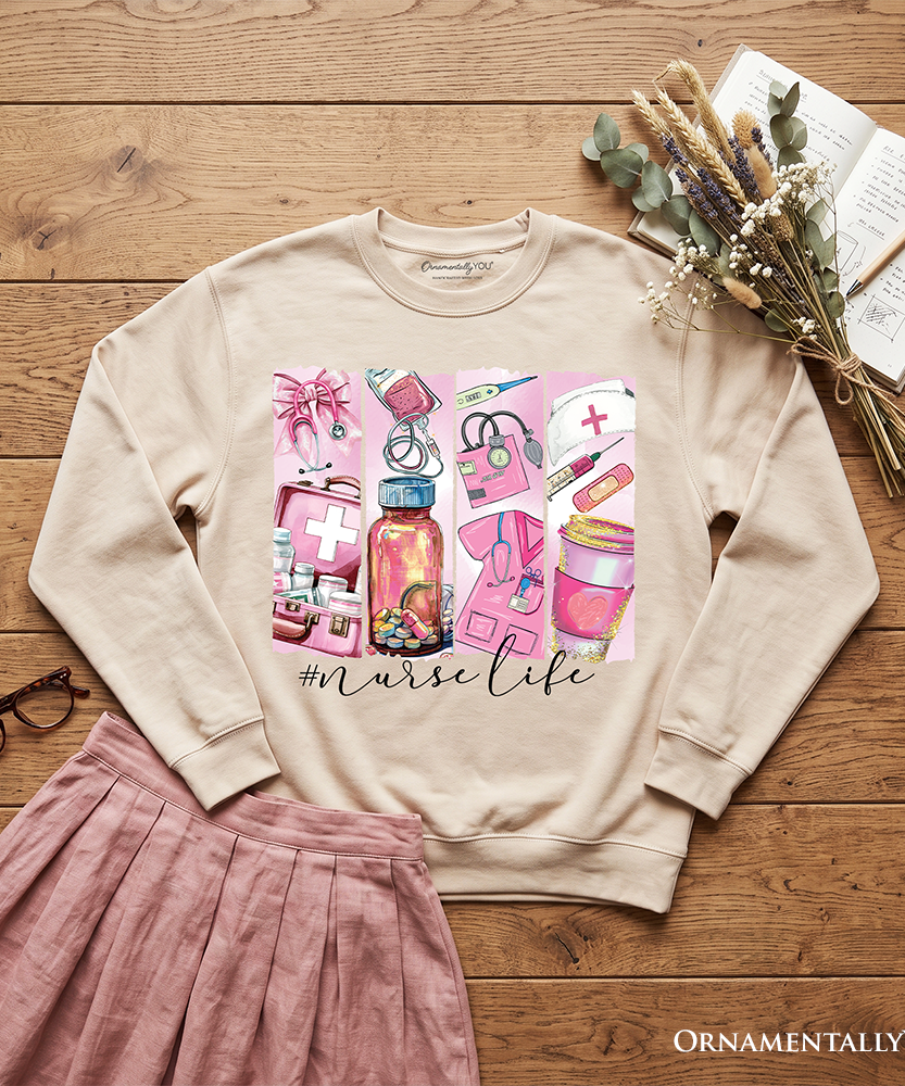 Nurse Life Sweatshirt, Medical Essentials Sweater for Coquette Nurses - Grazingbelles