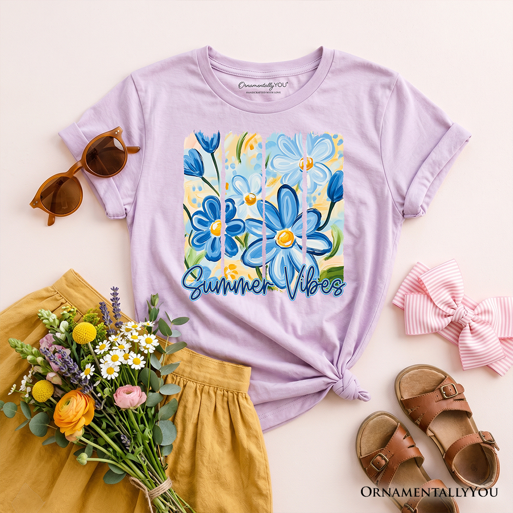 Kids Summer Vibes Brushstroke Flowers T-Shirt, Youth Aesthetic Tee - Grazingbelles