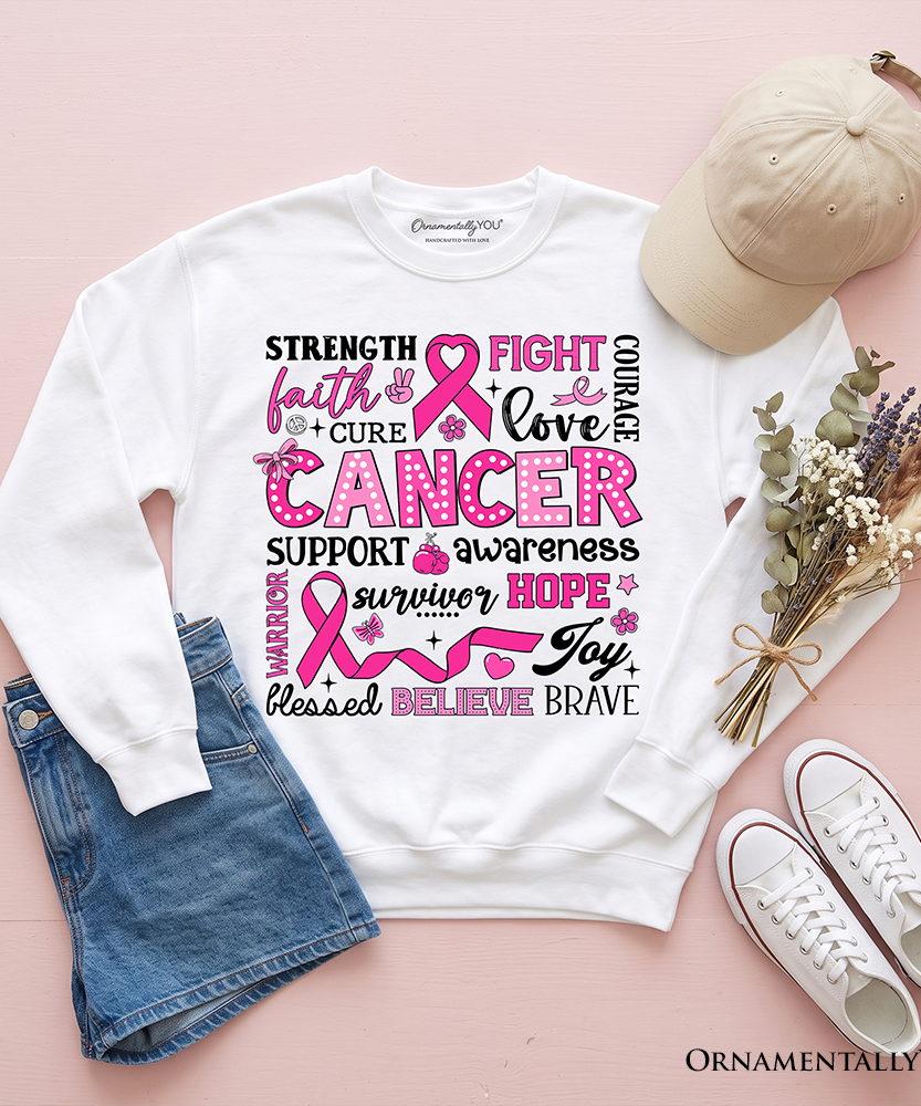 Breast Cancer Awareness Ribbon Sweatshirt, In October We Wear Pink Support Sweater