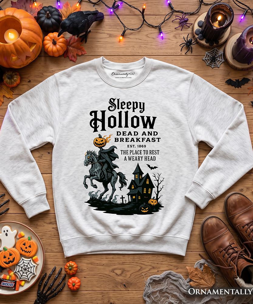 Headless Horseman Sleepy Hollow Halloween Light Sweatshirt, Dead and Breakfast Retro Sweater - Grazingbelles