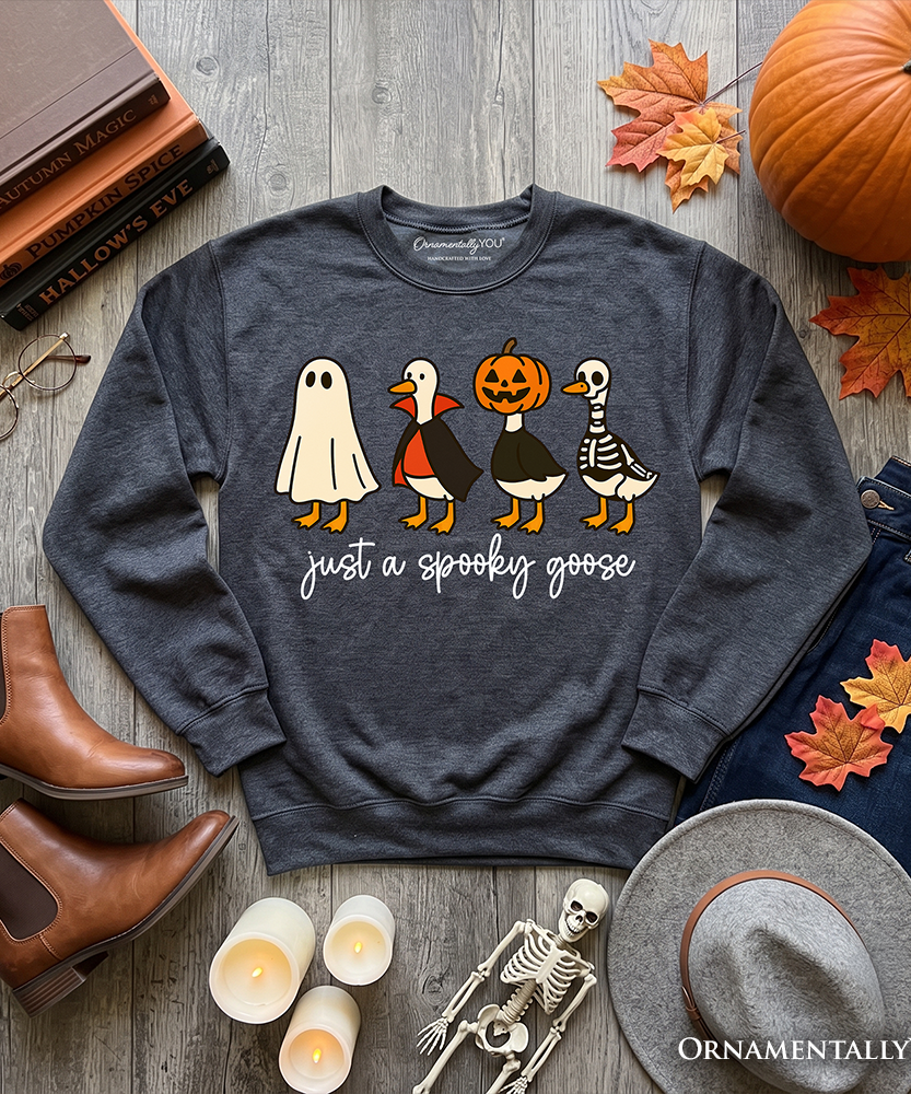 Just a Spooky Goose Sweatshirt, Funny Halloween Costumes Sweater - Grazingbelles