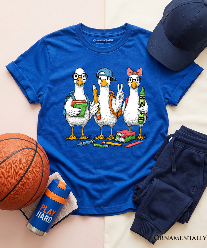 Kids Goose Back to School T-Shirt, Cute Youth Student Classroom Tee - Grazingbelles