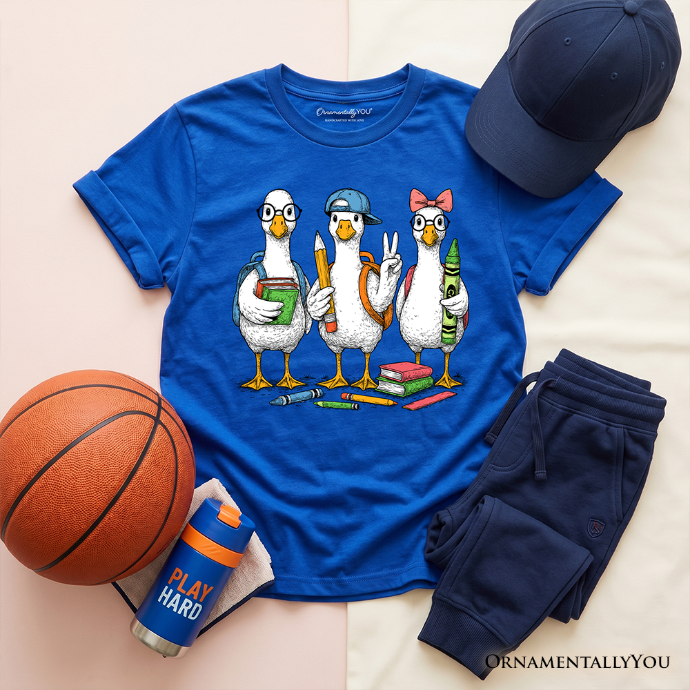 Kids Goose Back to School T-Shirt, Cute Youth Student Classroom Tee - Grazingbelles
