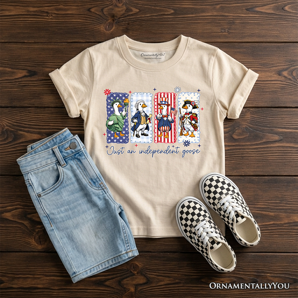 Kids Just An Independent Goose Patriotic T-Shirt, Funny Youth 4th of July Tee