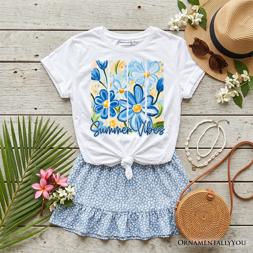 Kids Summer Vibes Brushstroke Flowers T-Shirt, Youth Aesthetic Tee - Grazingbelles