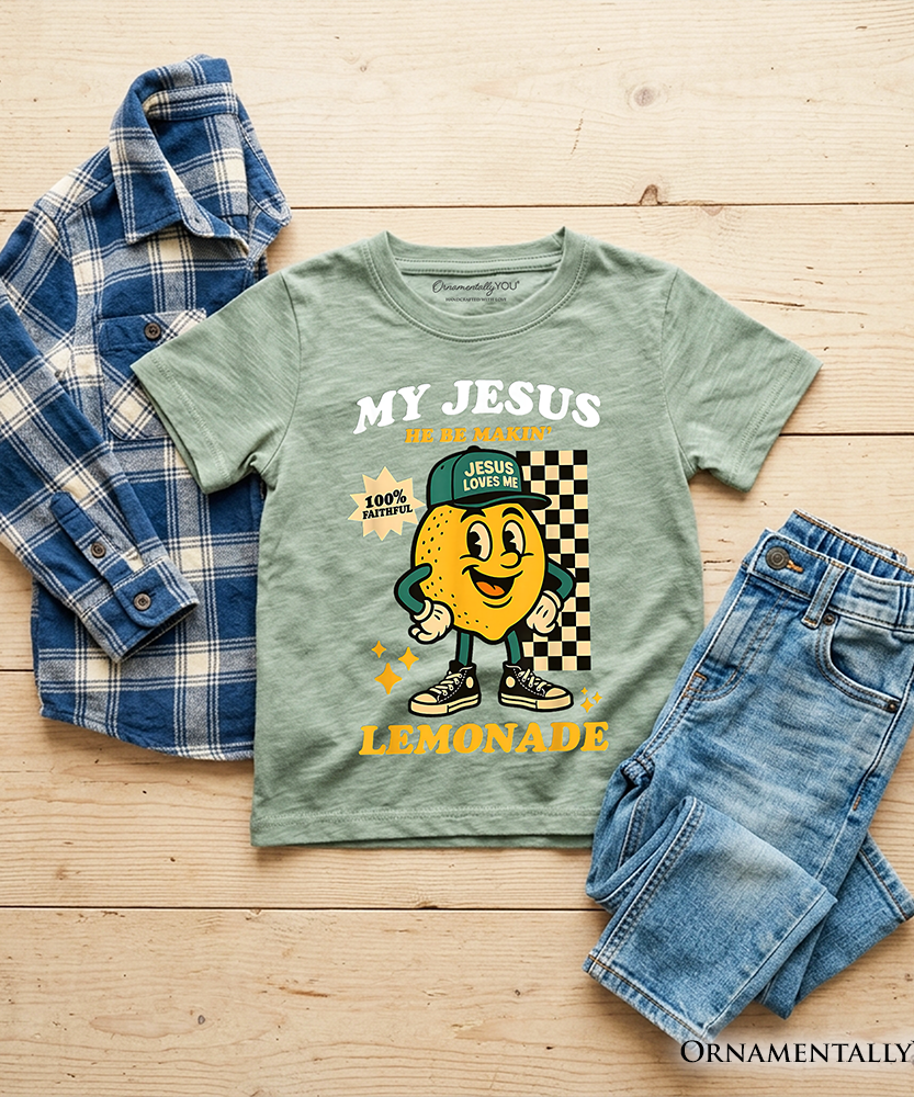 Kids Life Gave Me Lemons Jesus Lemonade T-Shirt, Funny Youth Christian Faith Retro Tee