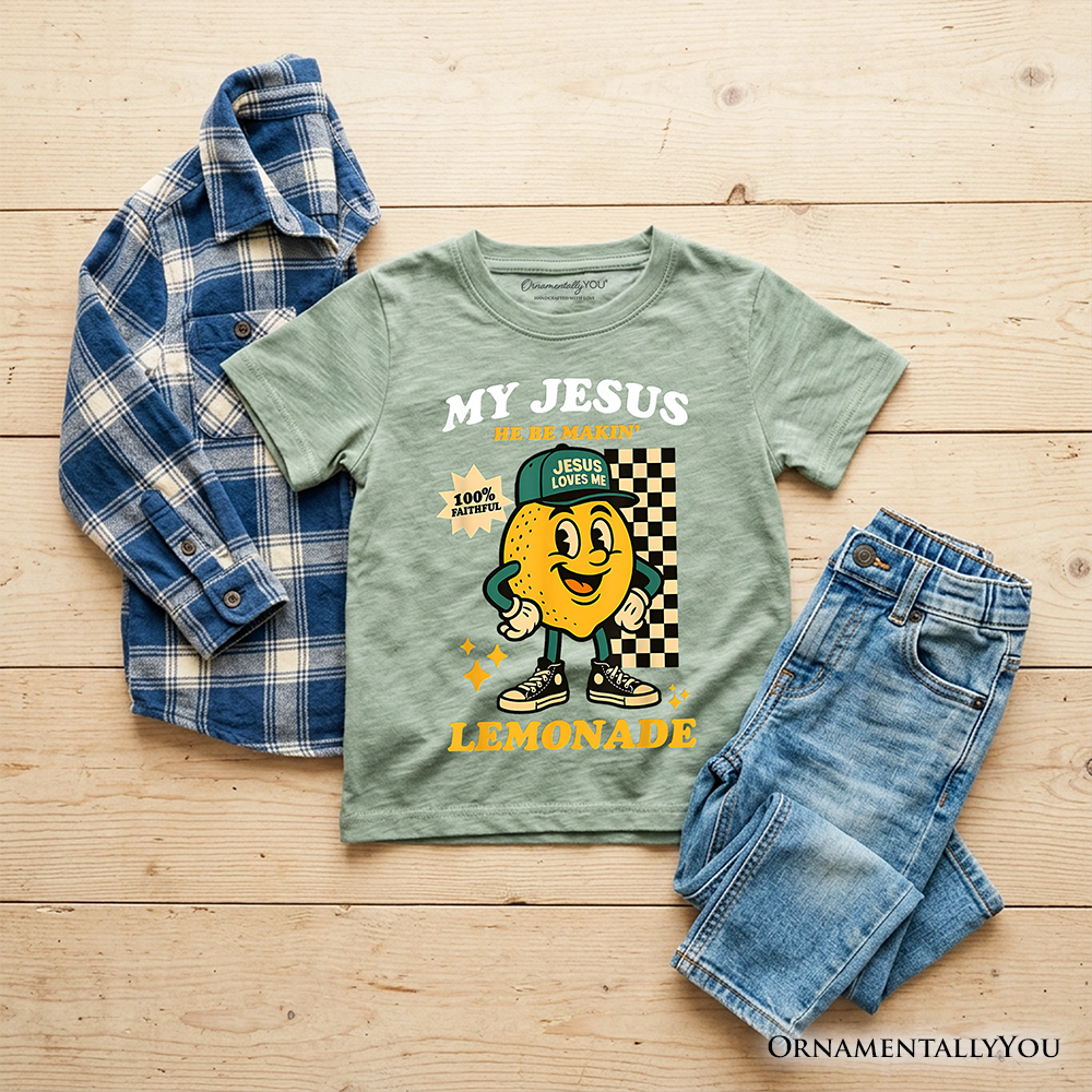 Kids Life Gave Me Lemons Jesus Lemonade T-Shirt, Funny Youth Christian Faith Retro Tee