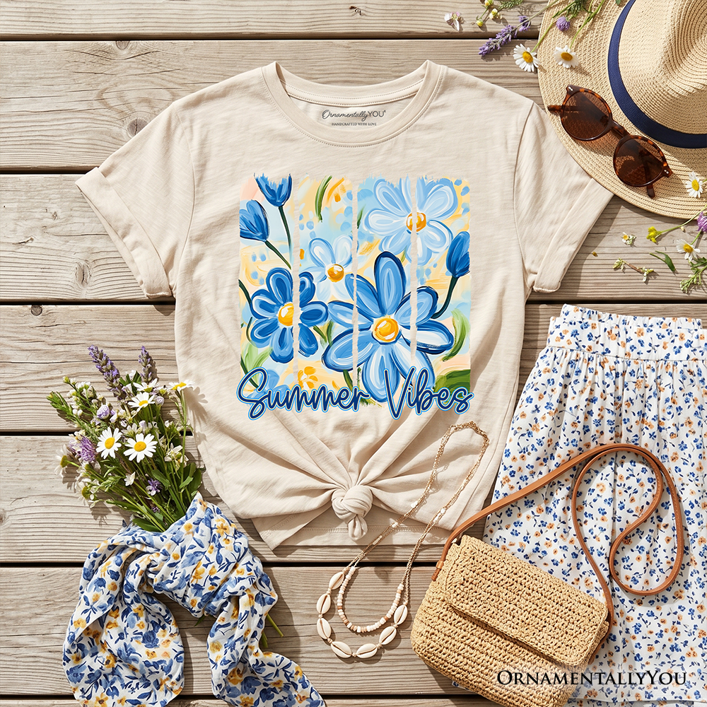 Kids Summer Vibes Brushstroke Flowers T-Shirt, Youth Aesthetic Tee - Grazingbelles