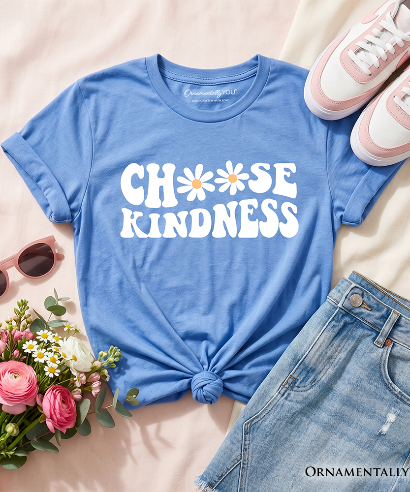 Choose Kindness Daisies Kids T-Shirt, Retro Groovy Positive Quote Tee for Youth - Grazingbelles